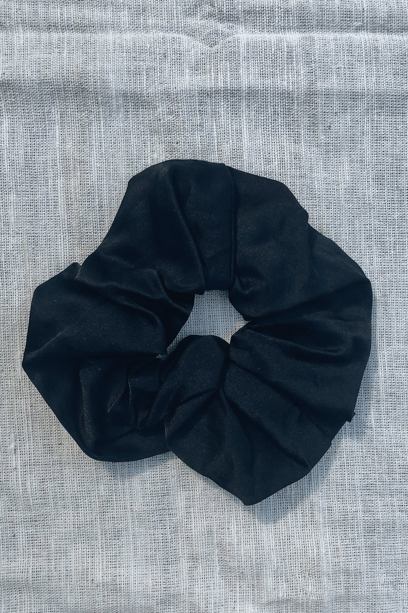 Sustainable Silk Ebony Scrunchie - LOOMES