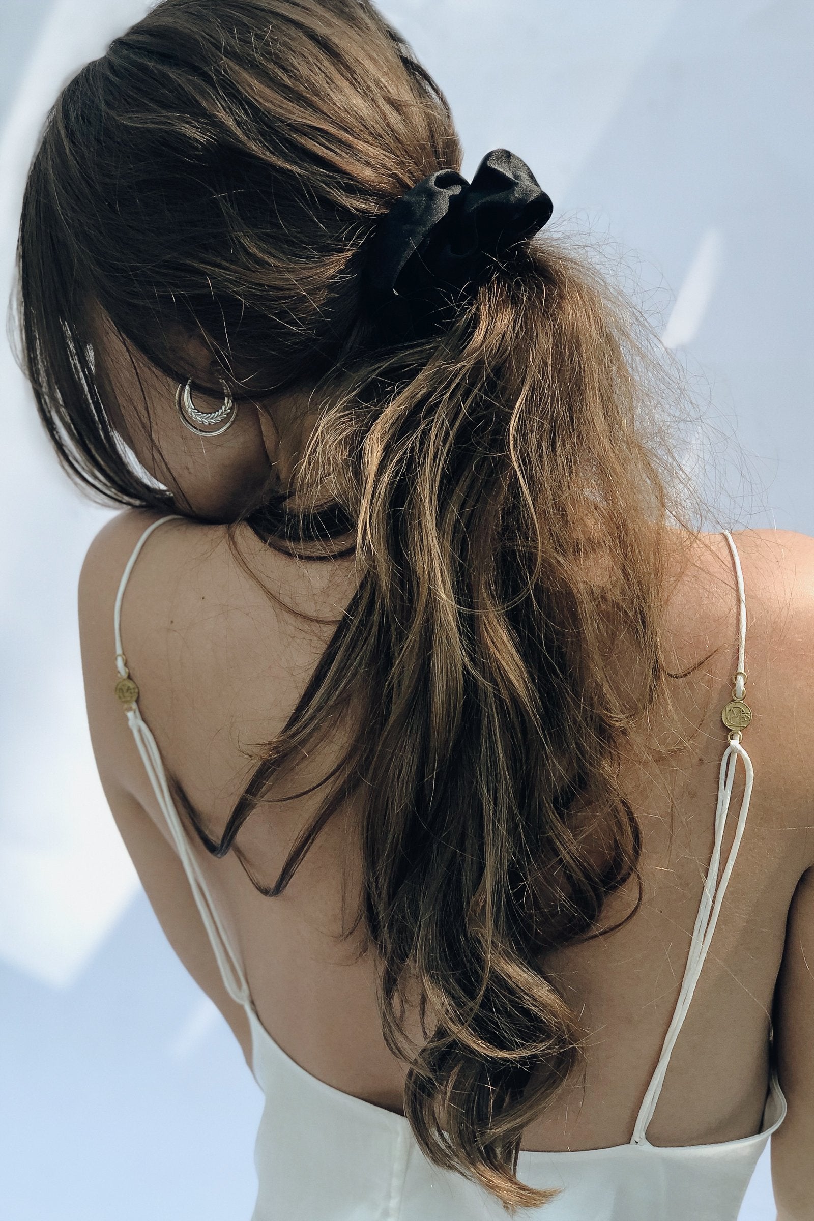 Sustainable Silk Ebony Scrunchie - LOOMES