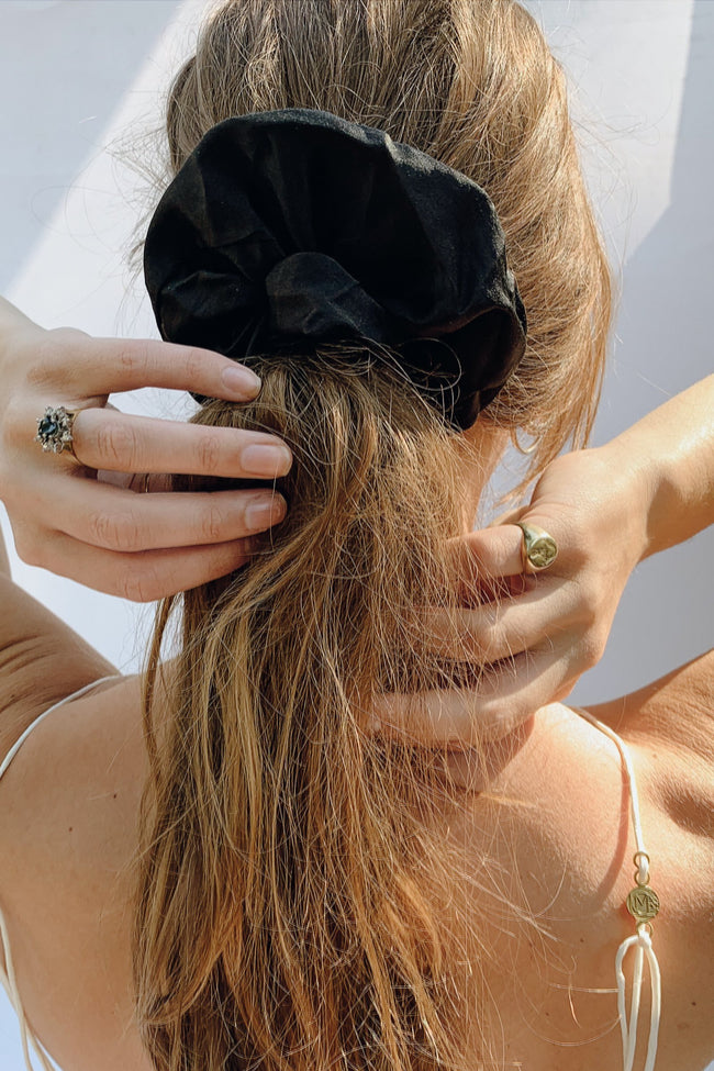 Sustainable Silk Ebony Scrunchie - LOOMES