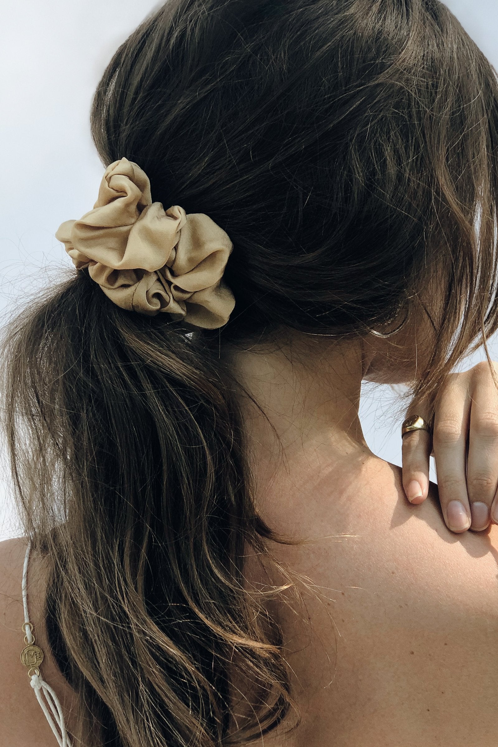 Sustainable Silk Sand Scrunchie - LOOMES