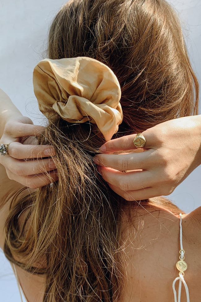 Sustainable Silk Sand Scrunchie - LOOMES