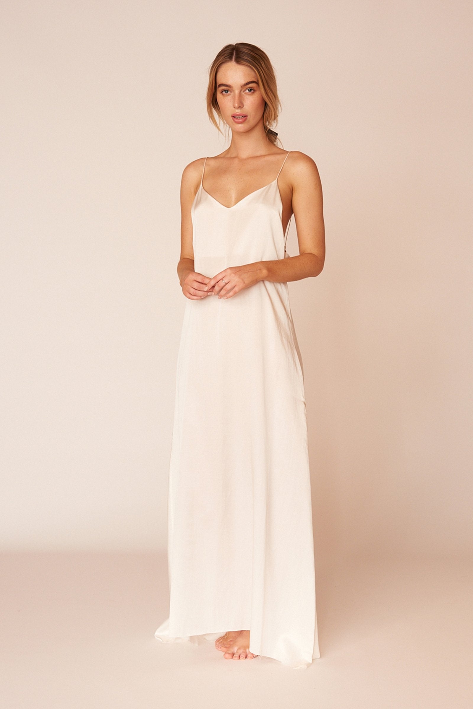 The Kahlo Full Length Dress - Ivory - LOOMES