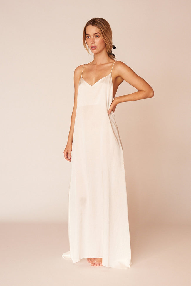 The Kahlo Full Length Dress - Ivory - LOOMES