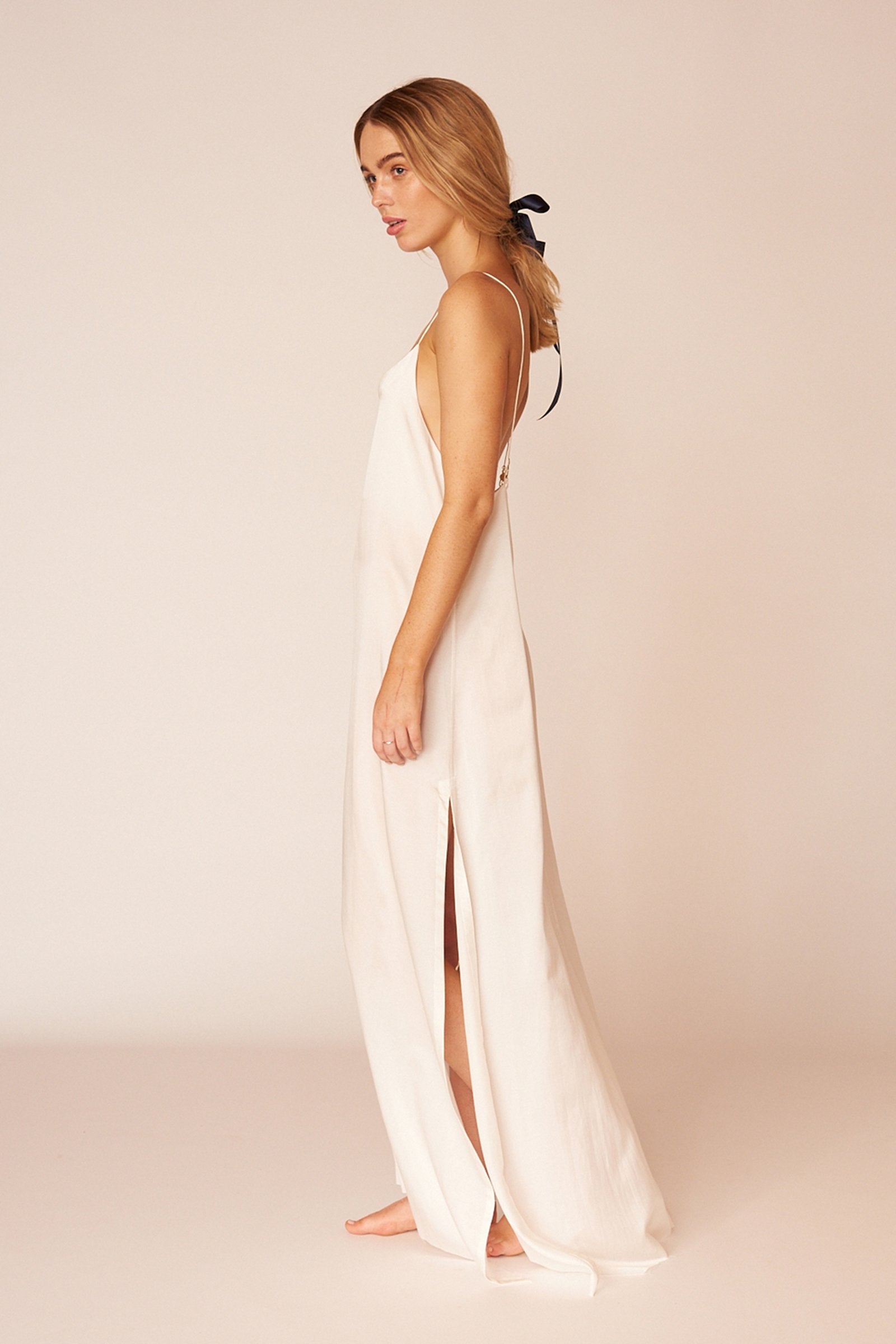The Kahlo Full Length Dress - Ivory - LOOMES