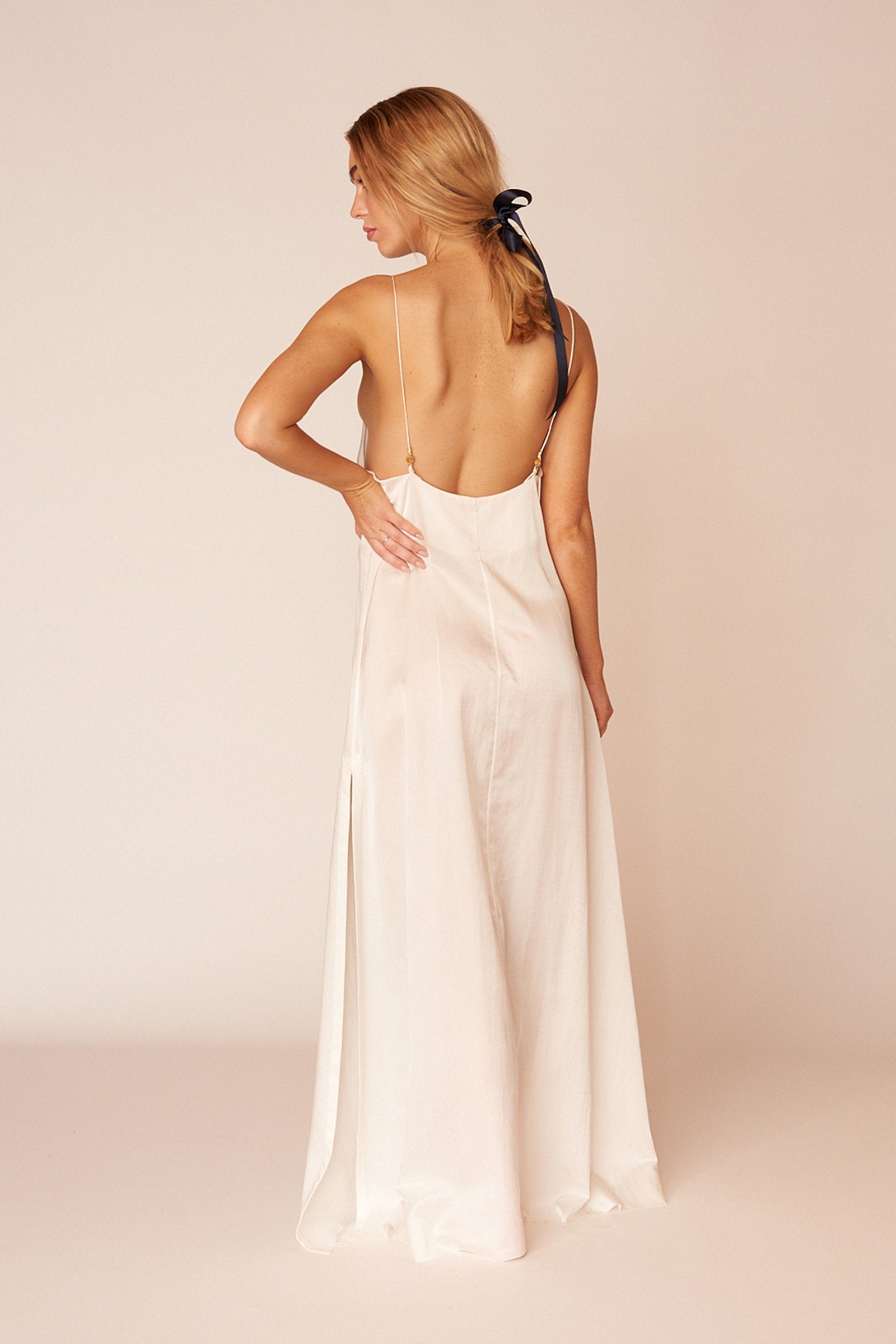The Kahlo Full Length Dress - Ivory - LOOMES