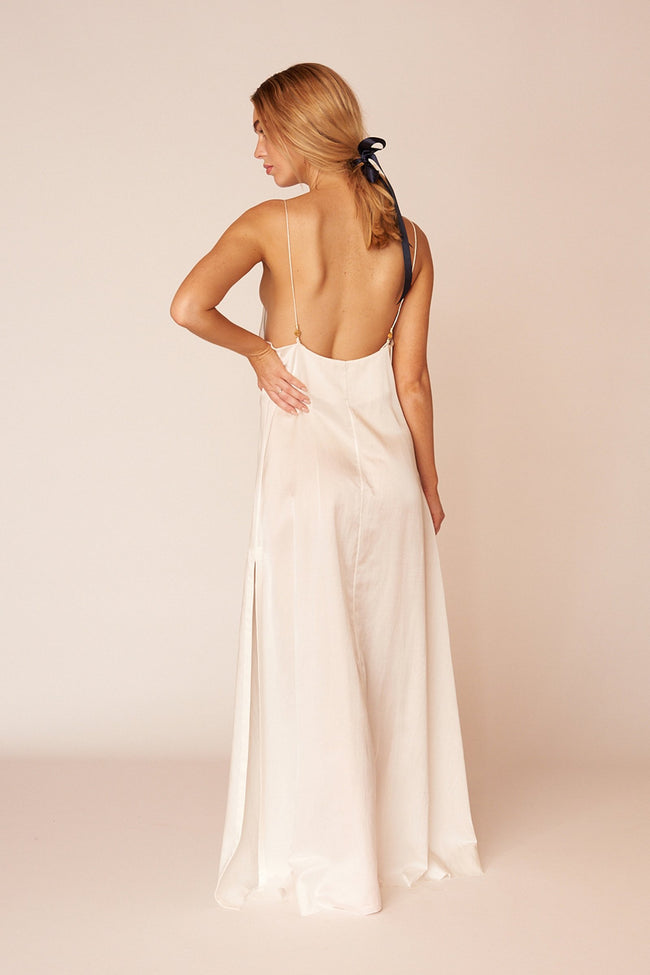 The Kahlo Full Length Dress - Ivory - LOOMES
