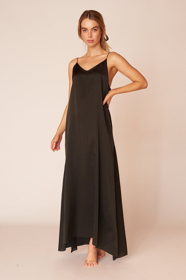 The Kahlo Full Length Dress - Ebony - LOOMES