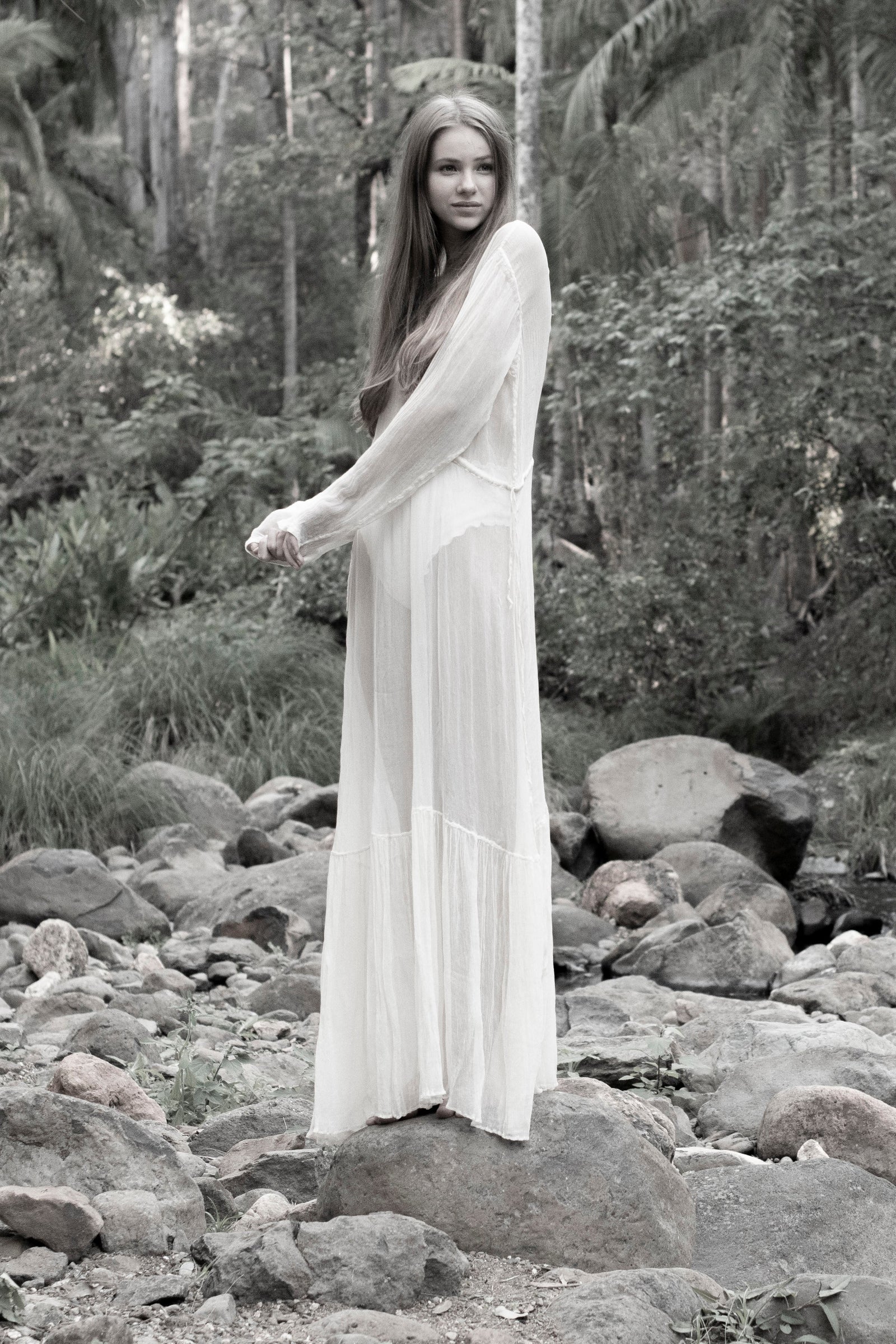 The Botticelli Silk Sheer Dress | Ivory - LOOMES