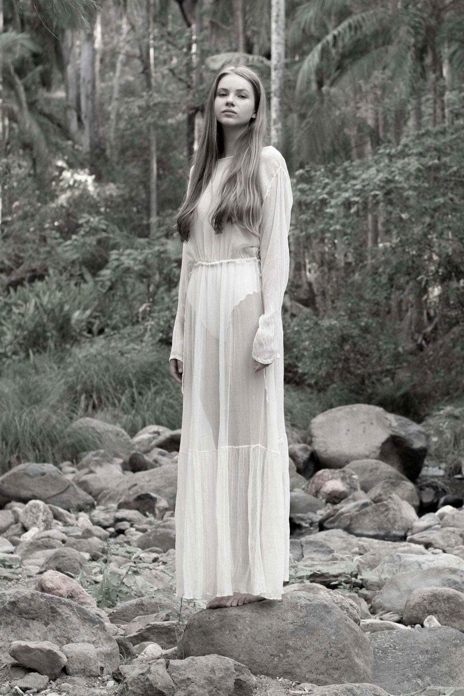 The Botticelli Silk Sheer Dress | Ivory - LOOMES