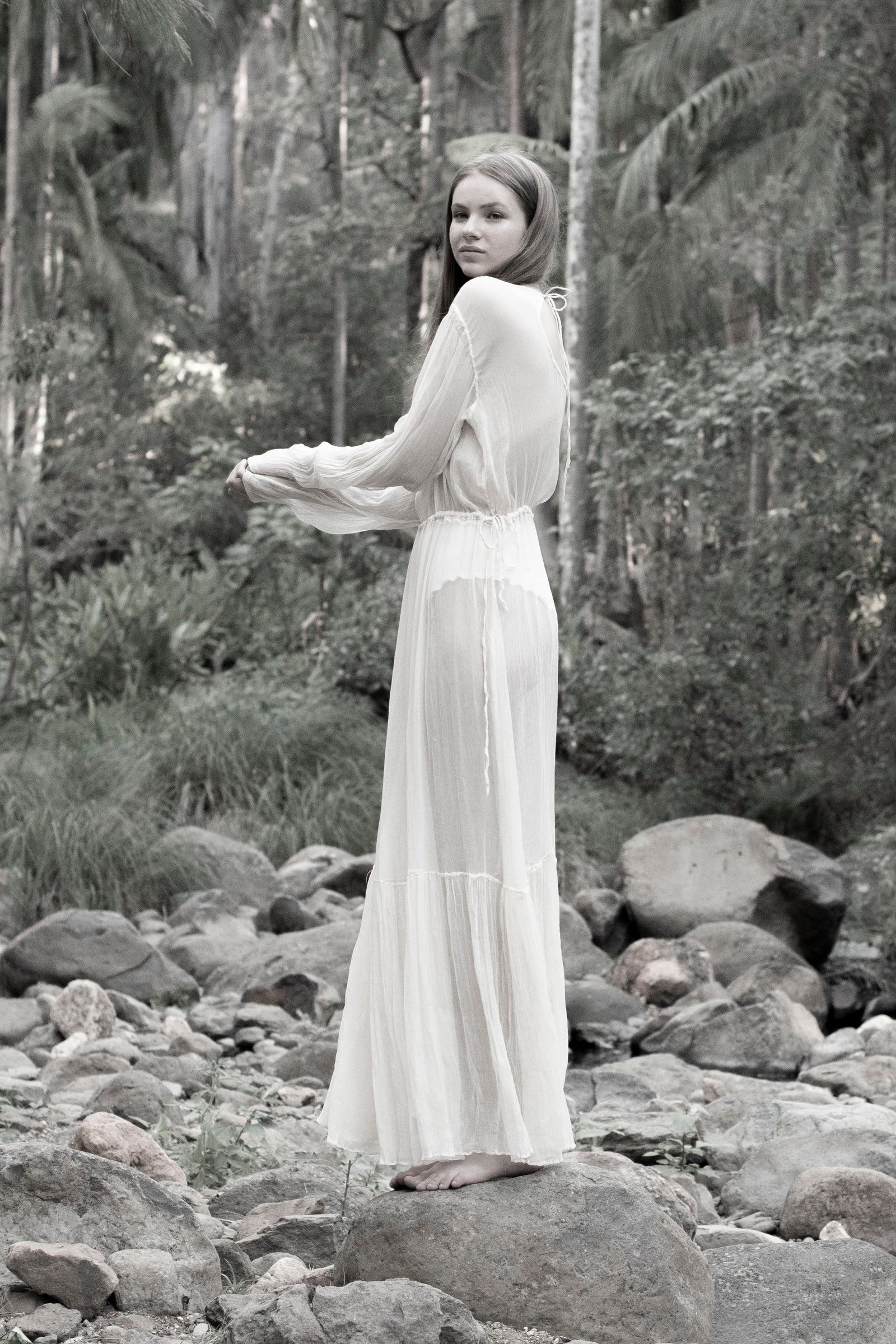 The Botticelli Silk Sheer Dress | Ivory - LOOMES