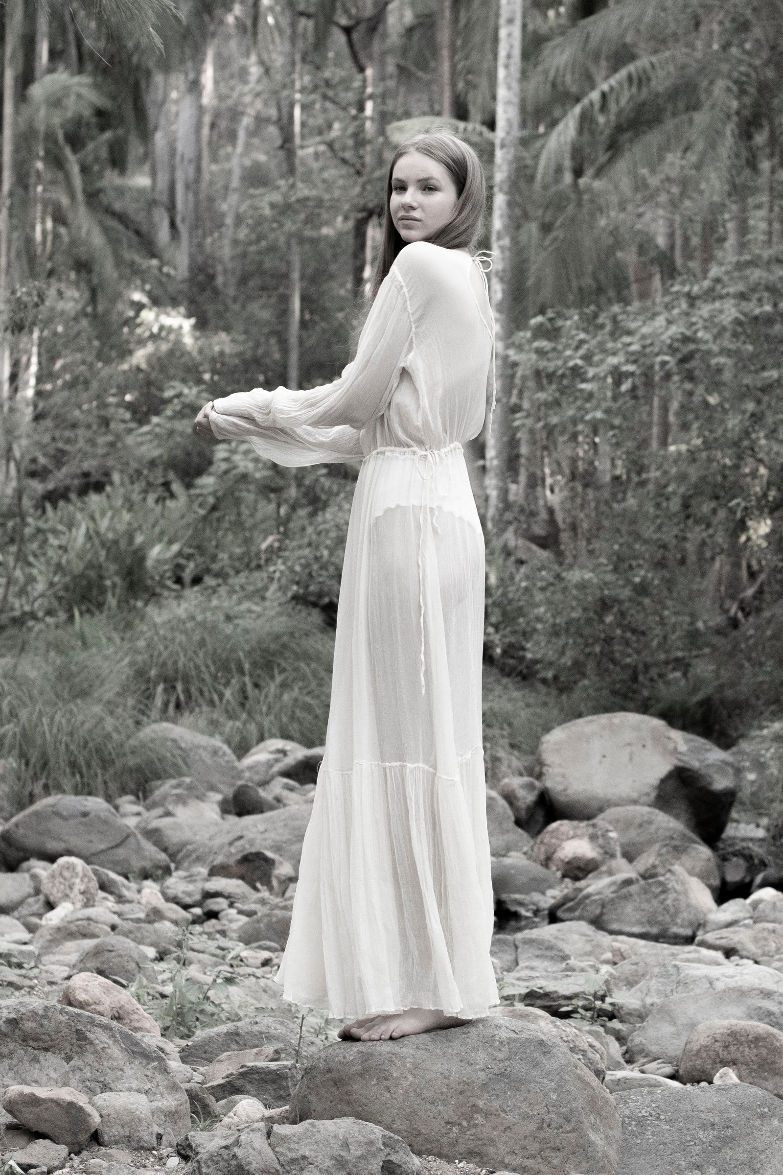 The Botticelli Silk Sheer Dress | Ivory - LOOMES