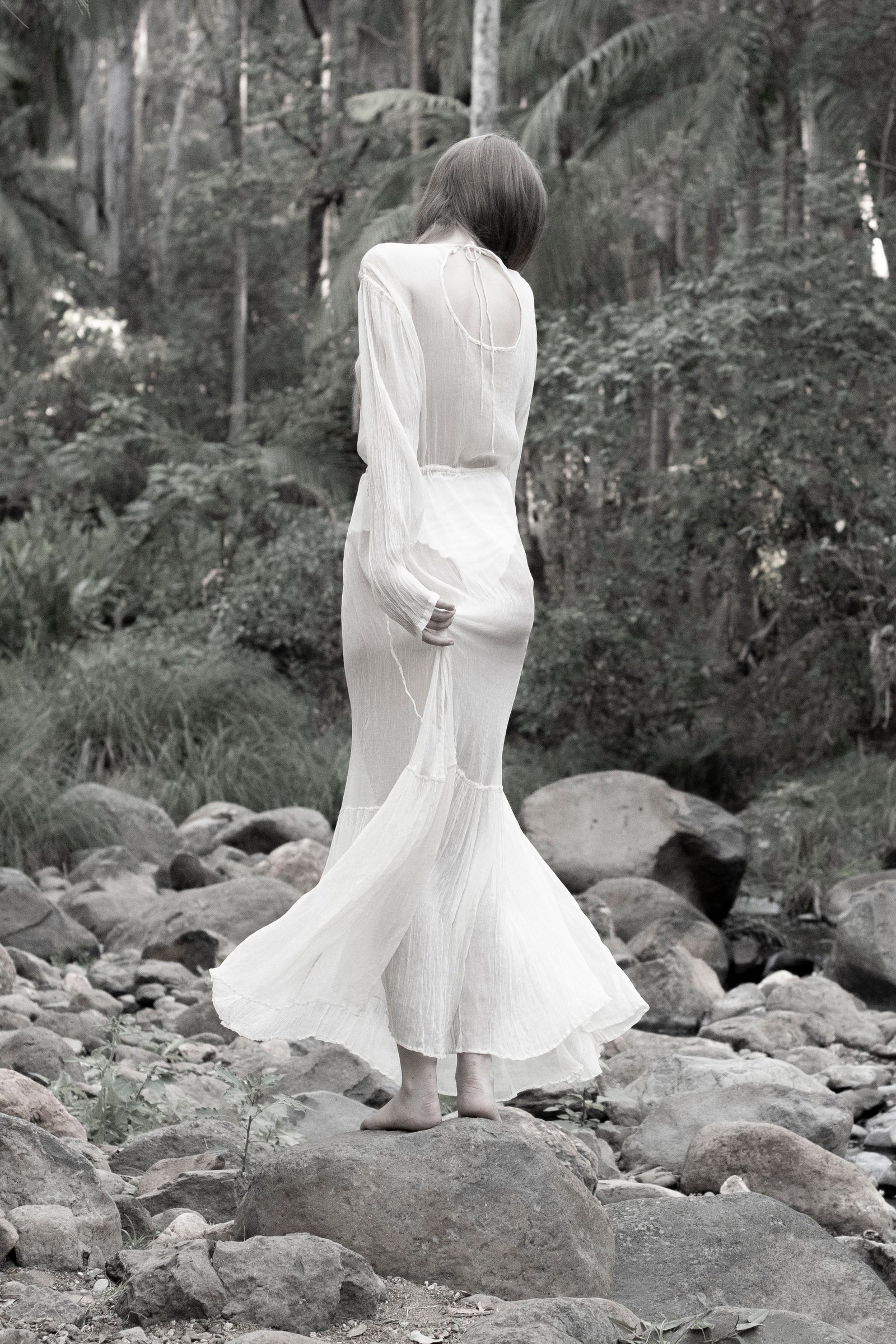 The Botticelli Silk Sheer Dress | Ivory - LOOMES