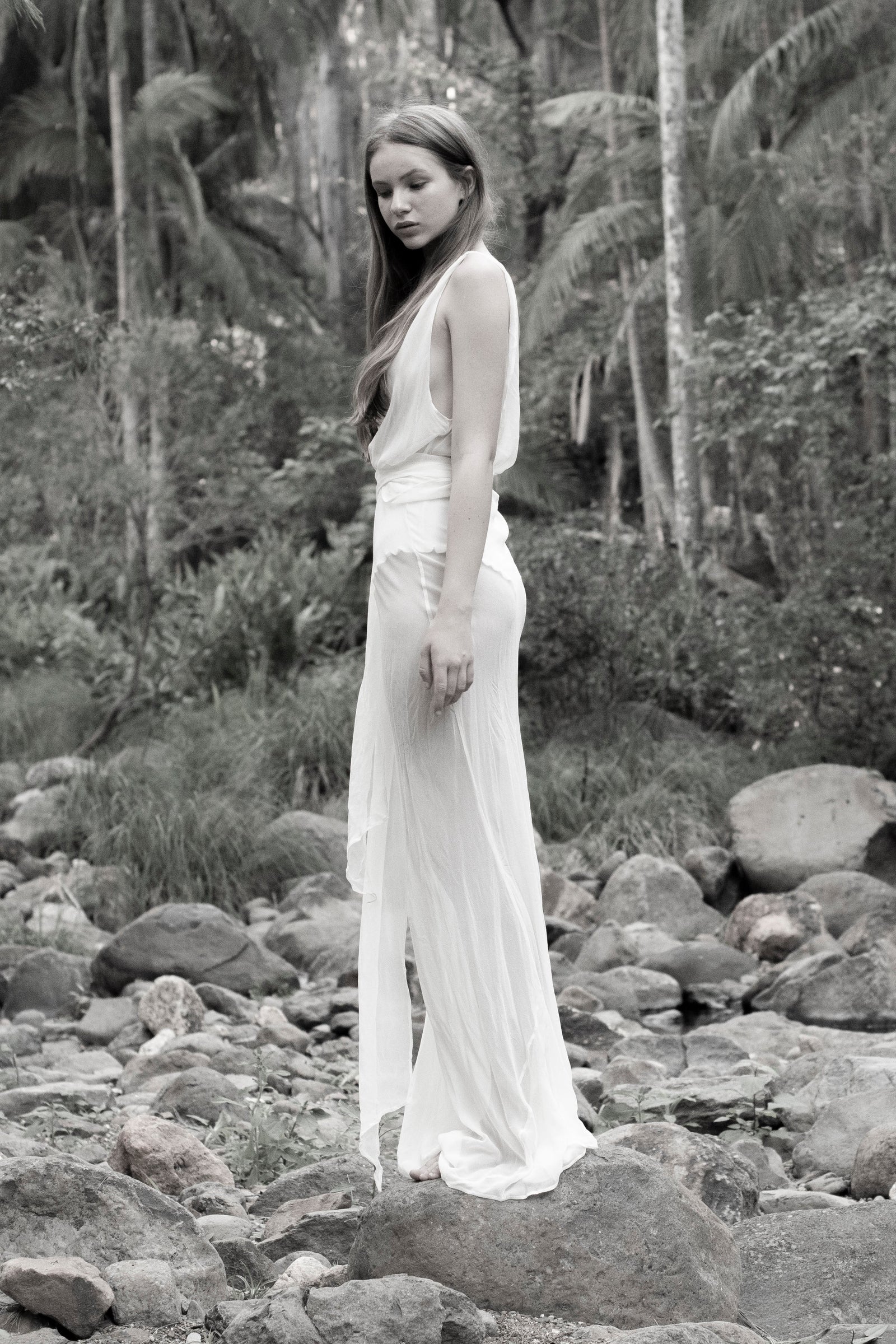 The Hepworth Sheer Silk Dress | Ivory - LOOMES