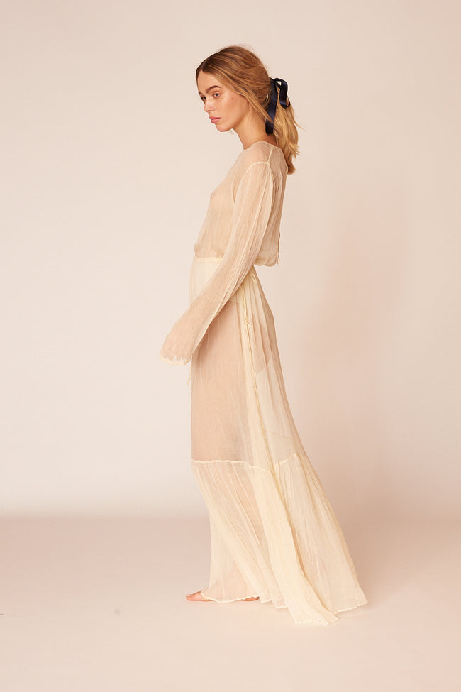 The Botticelli Silk Sheer Dress | Ivory - LOOMES