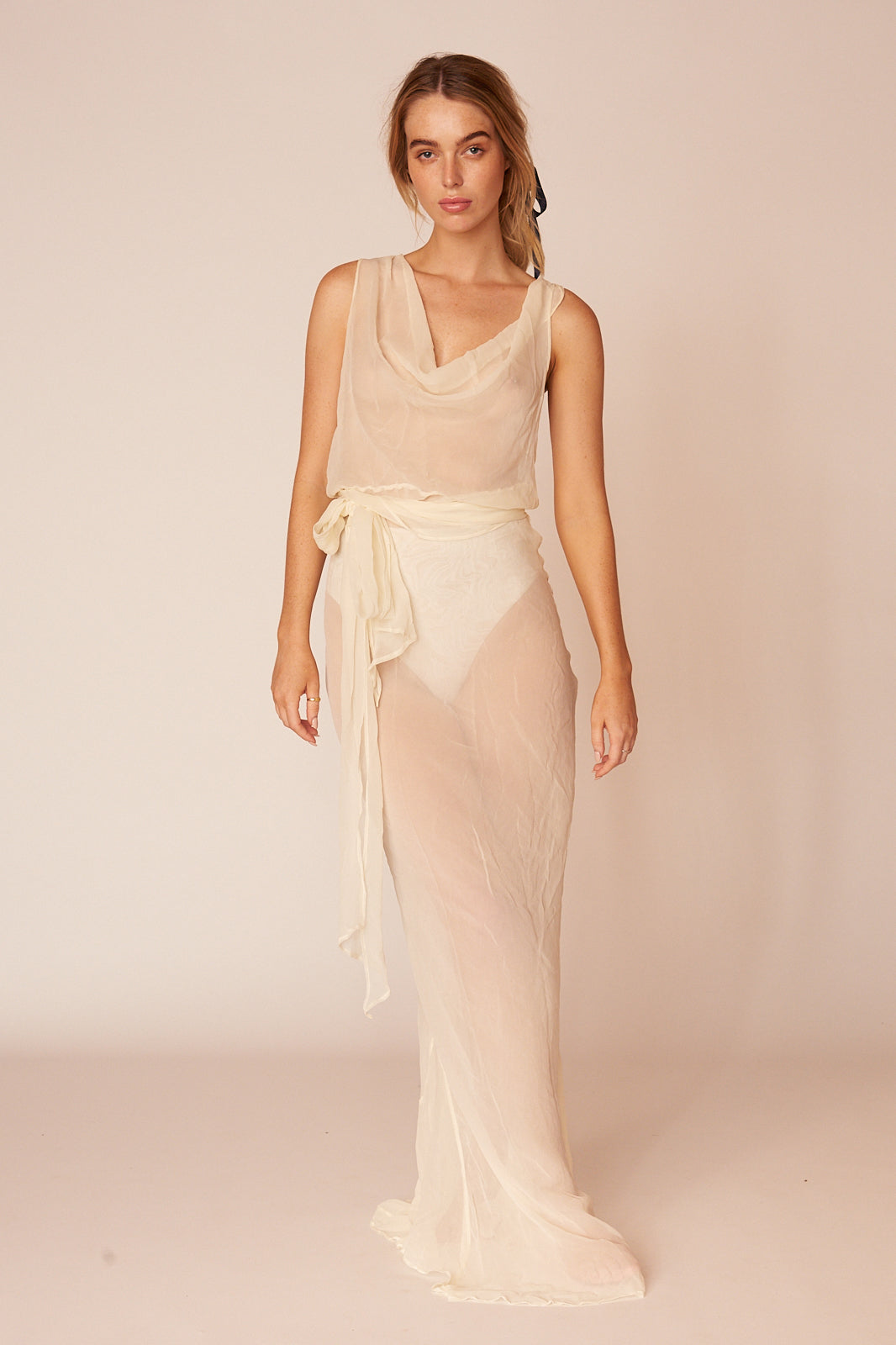 The Hepworth Sheer Silk Dress | Ivory - LOOMES