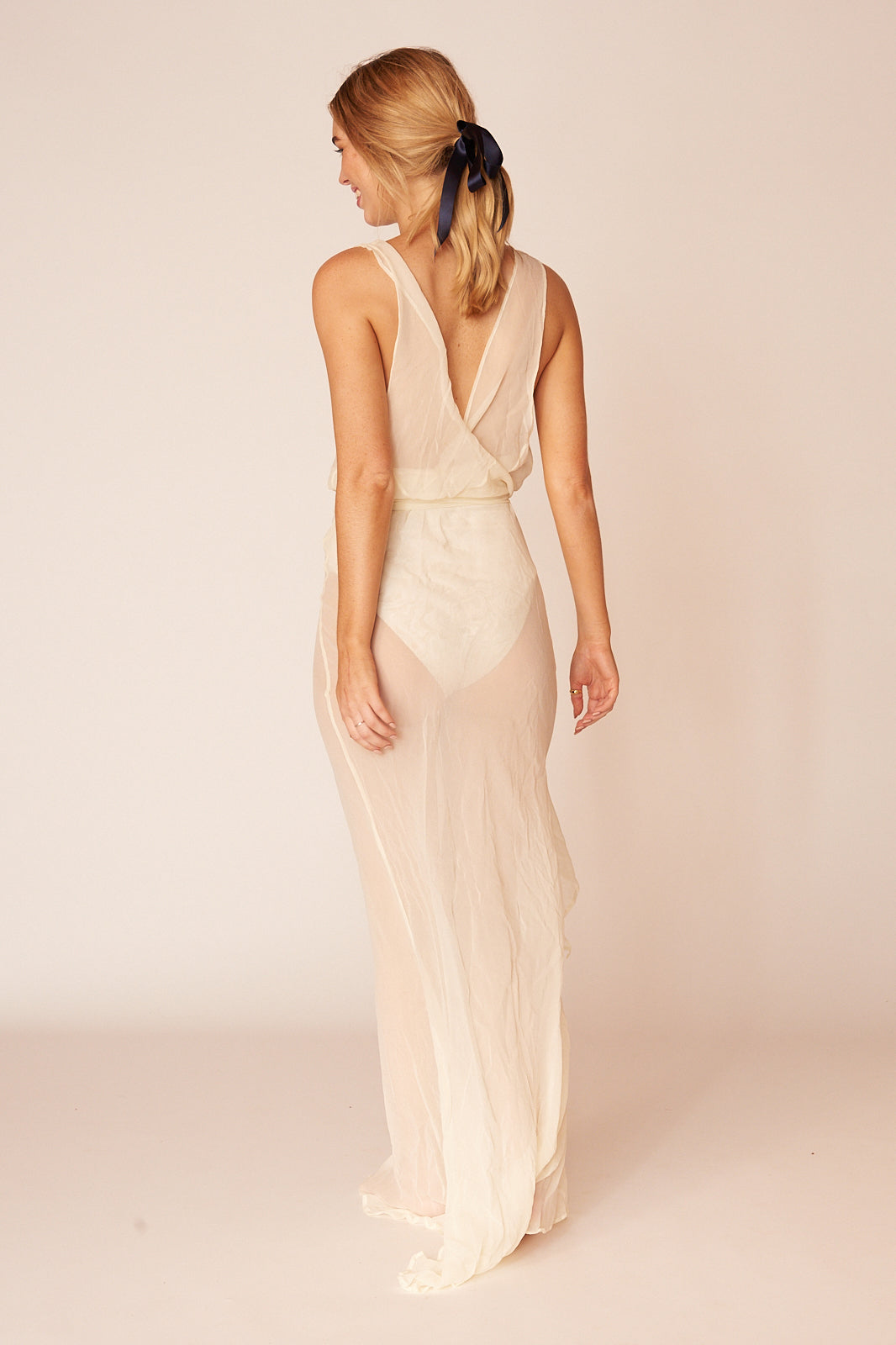 The Hepworth Sheer Silk Dress | Ivory - LOOMES