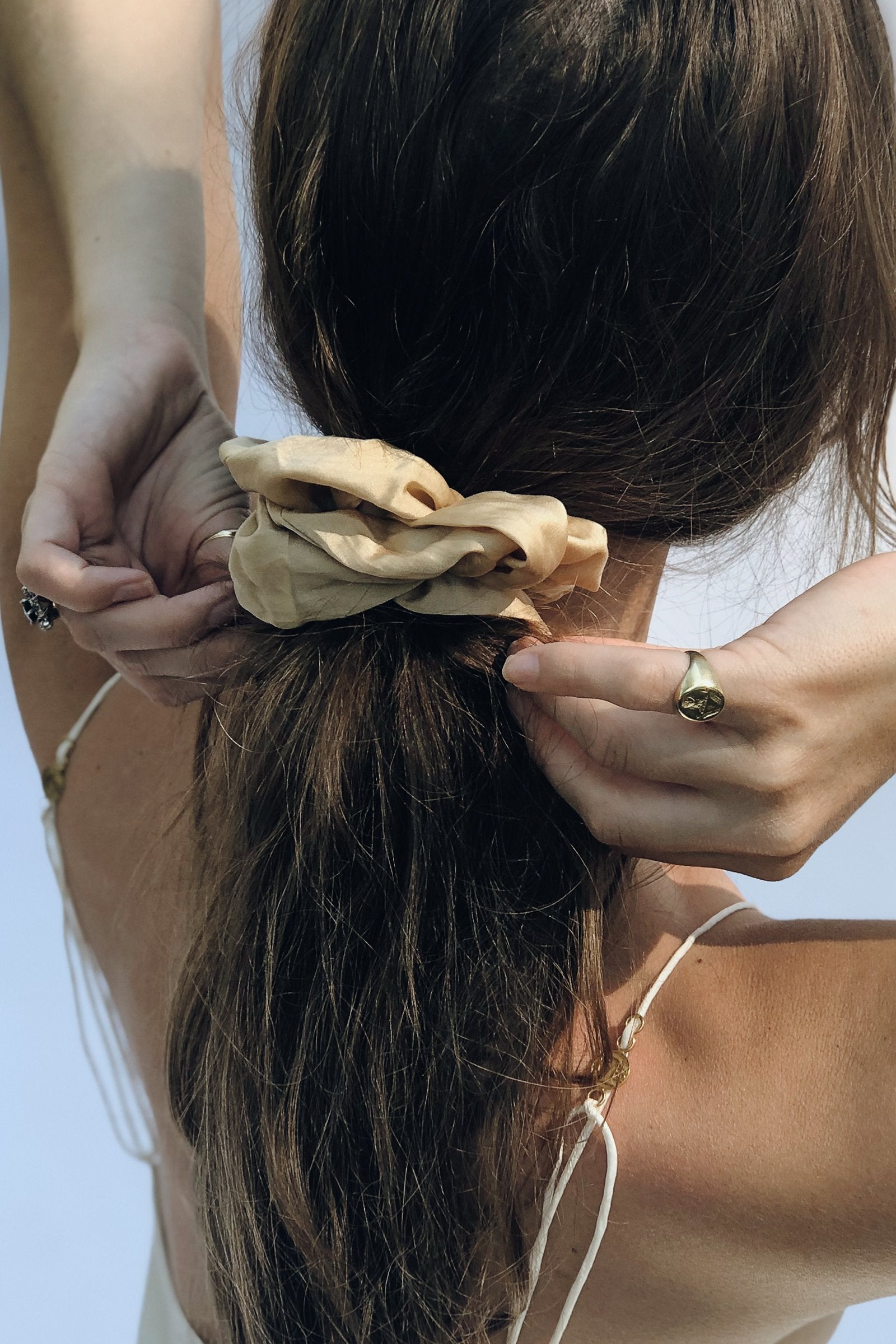 Sustainable Silk Sand Scrunchie - LOOMES
