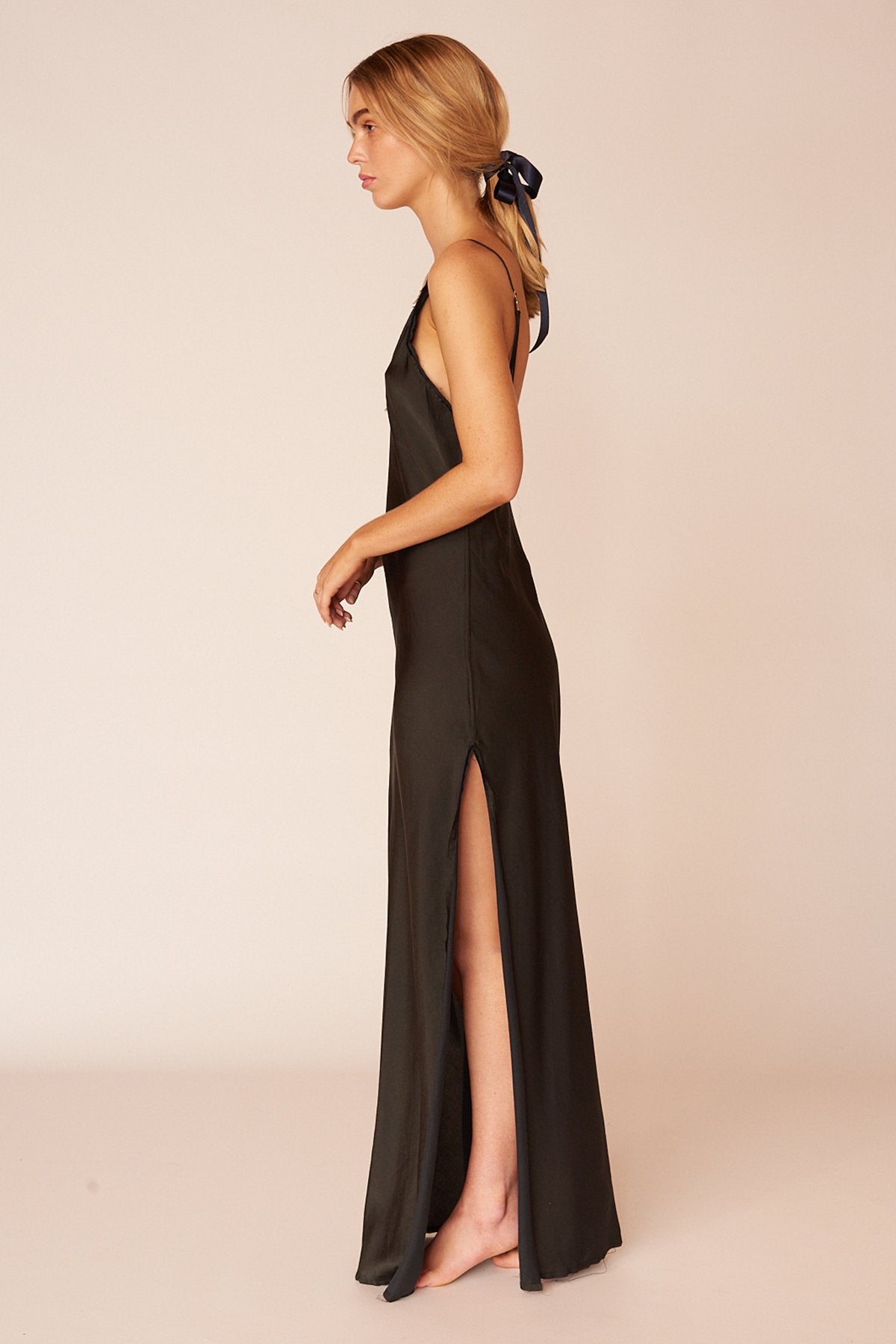The O'Keeffe Full Length Dress - Ebony - LOOMES